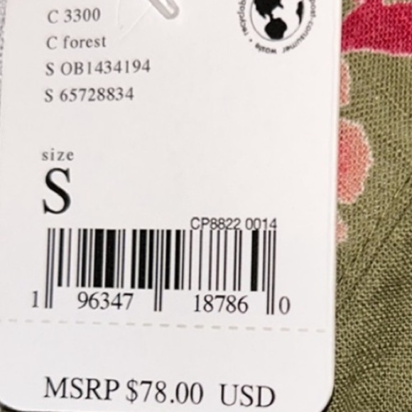 Free People Emily Floral Handkerchief Halter Top Womens Small Mossy Green NWT - Picture 8 of 8